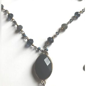 ⭐️💝 LIKE NEW long pendant necklace with large blue gem stones from Accessorize.